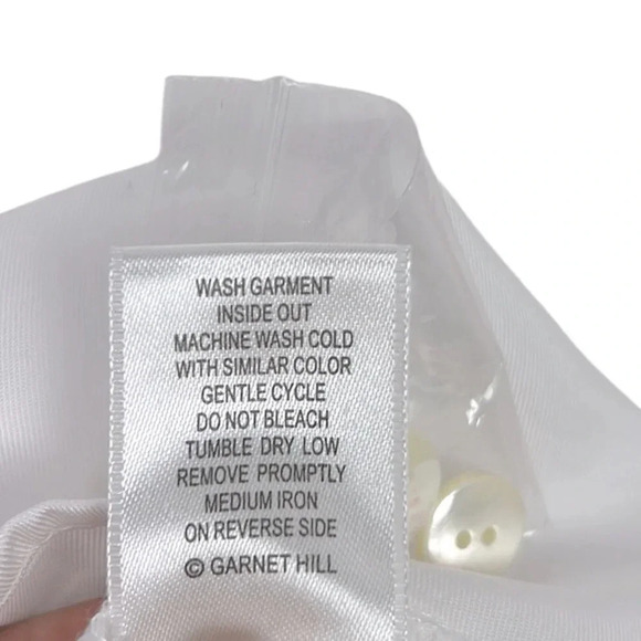 Garnet Hill Women’s 14 Collar V-Neck Long Sleeve Hi-Low White Blouse NWOT - Picture 3 of 7
